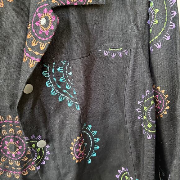 Alexandra Bartlett LINEN Black Embroidered Jacket size 2X - Picture 6 of 12